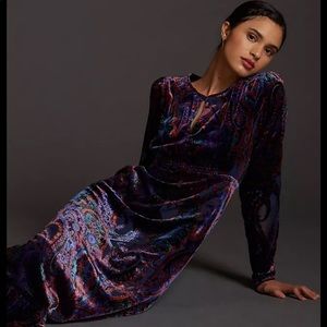 Anthropologie Burnout Velvet Maxi Dress NWT size: 2